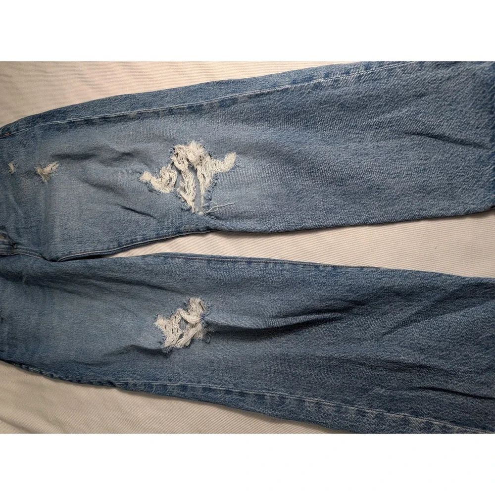 Aeropostale Mom Jeans Womens‎ 29 Light Wash Distressed High Waisted Straight Leg